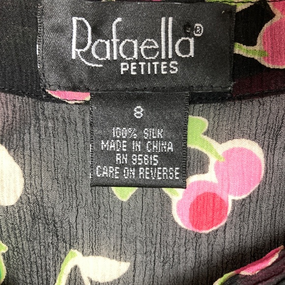 top S RAFAELLA vintage silk cropped tie neck button up cap sleeve sheer - Picture 6 of 11